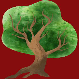 卡通风格的绿色大树形象