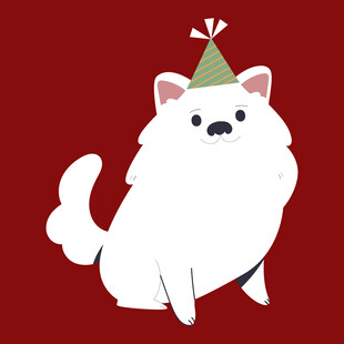 戴帽小白狗喜庆又可爱