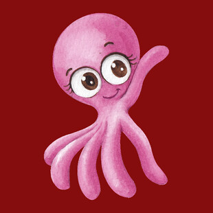 可爱粉色章鱼卡通形象