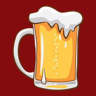 满溢泡沫的金色啤酒杯