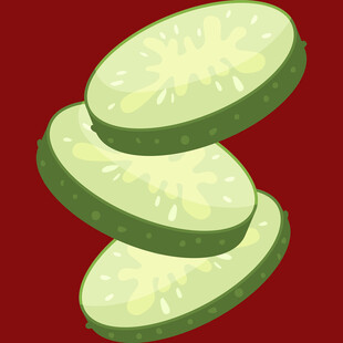 三片翠绿黄瓜切片图