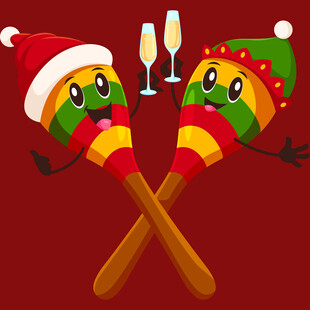 圣诞卡通拨浪鼓欢乐画面