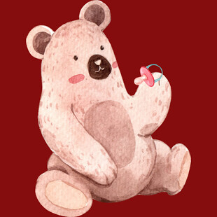 可爱小熊手持糖果