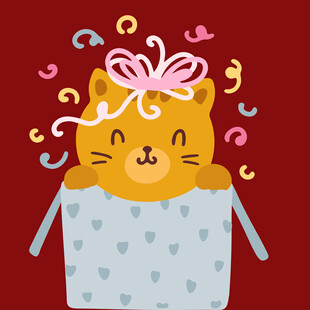 礼盒中的可爱猫咪