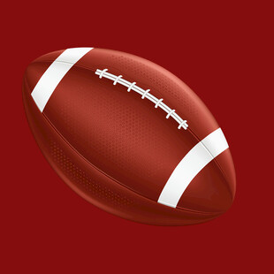 红色背景上的美式橄榄球