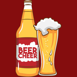 啤酒瓶与满溢啤酒杯