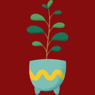 蓝色花盆中的绿植