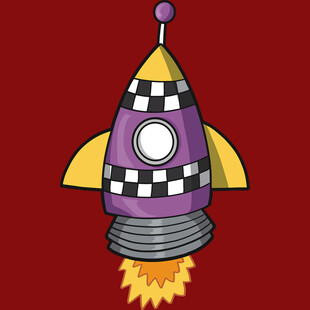 卡通风格火箭升空图