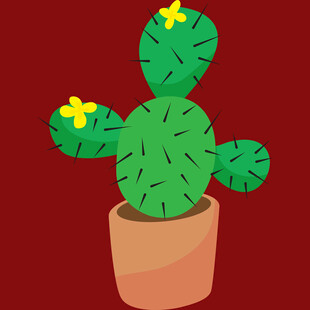 盆栽仙人掌插画