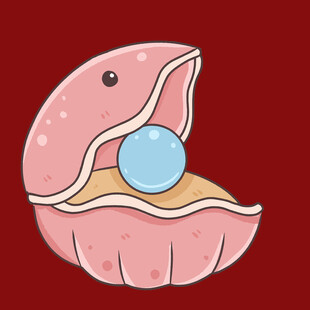 贝壳中的蓝色珍珠