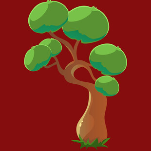 卡通风格的绿色树木形象