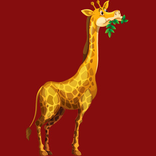 站立进食的长颈鹿