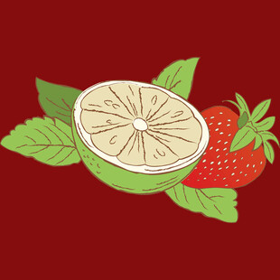 草莓柠檬插画清新水果风