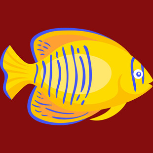 黄色条纹热带鱼插画