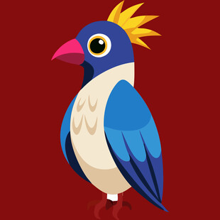 蓝白彩羽凤头鹦鹉插画