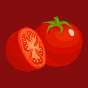 新鲜番茄完整与切开展示