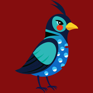 蓝色斑点小鸟插画