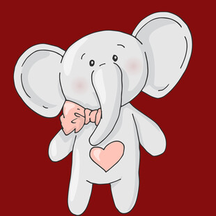 可爱小象玩偶粉色爱心装饰