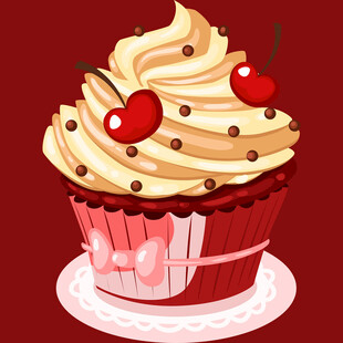 美味樱桃纸杯蛋糕