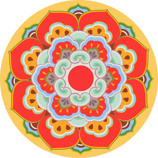 传统中式圆形花卉图案