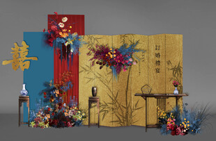 中式婚礼迎宾区场景布置