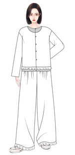 长款开衫配阔腿裤服饰图