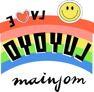 多彩爱心笑脸图案设计