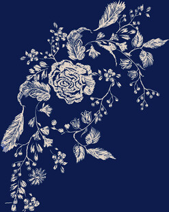深蓝色底花卉刺绣图案