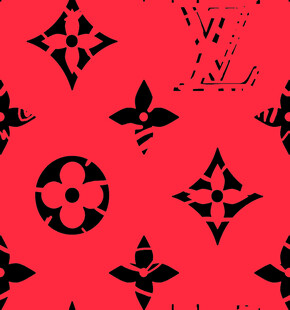 红色底LV经典图案印花