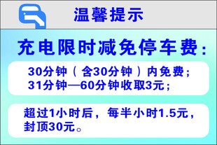 充电限时减免停车费提示
