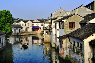 江南水乡古宅临水美景