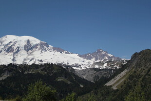 壮丽雪山与葱郁山林
