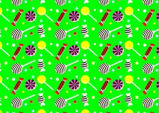 绿色背景多彩餐具图案