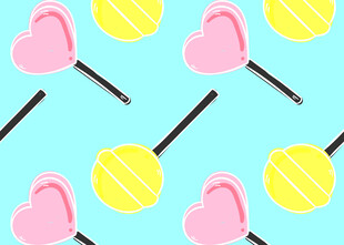 多彩心形棒棒糖图案