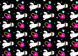 多彩卡通兔子图案背景