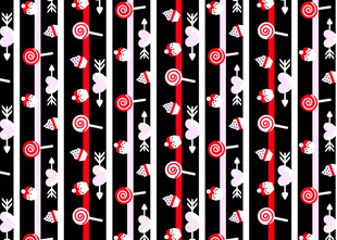 黑白红爱心条纹图案背景