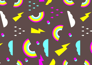 多彩几何与彩虹图案背景