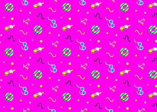 粉色底多彩图案无缝背景