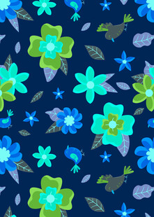 蓝色底花卉图案背景