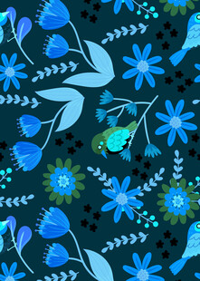蓝色花卉图案背景纹理