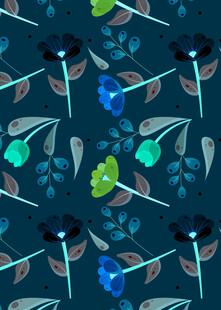 深蓝花卉植物图案纹理
