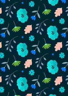 蓝底花卉图案精美纹理