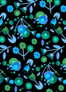 蓝绿花卉图案背景