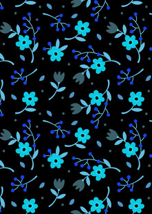 黑色底蓝色花卉图案