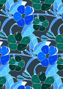 蓝绿花卉图案纹理设计