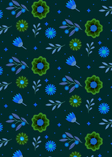 深蓝底多彩花卉图案纹理