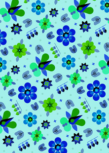 清新蓝绿花卉图案背景