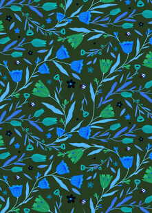 蓝绿植物图案纹理背景