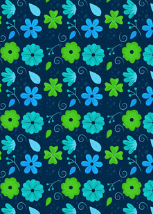 蓝绿花卉图案背景