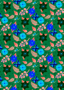 多彩花卉图案布料纹理